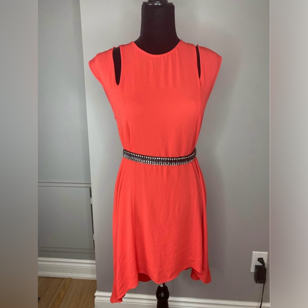 Orange BCBGMaxazria midi dress
